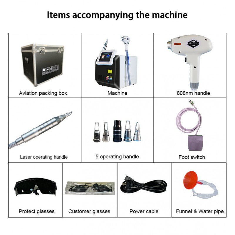 2in1 Nd Yag Laser 808nm Hair Removal Machine Pico Second Laser Tattoo Removal Machine 