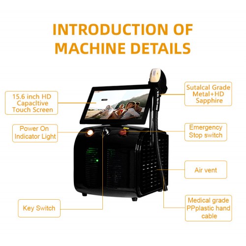 Popular Salon Use Portable Diode Laser Hair Removal  3 Wavelength Titanium 755/1064/808nm Hair Removal Machine